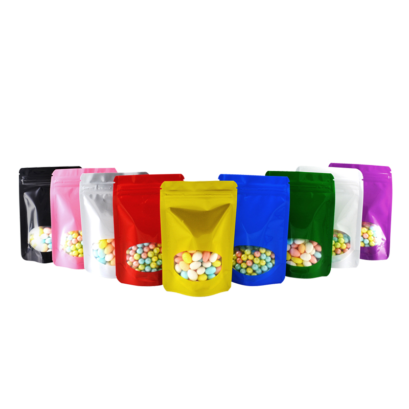 Food Storage Ziploc Bags - 100 Buah Berwarna Aluminium Foil Berdiri