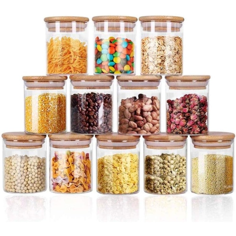 Food Storage Glass Set - Set 12 Stoples Kaca dengan Tutup