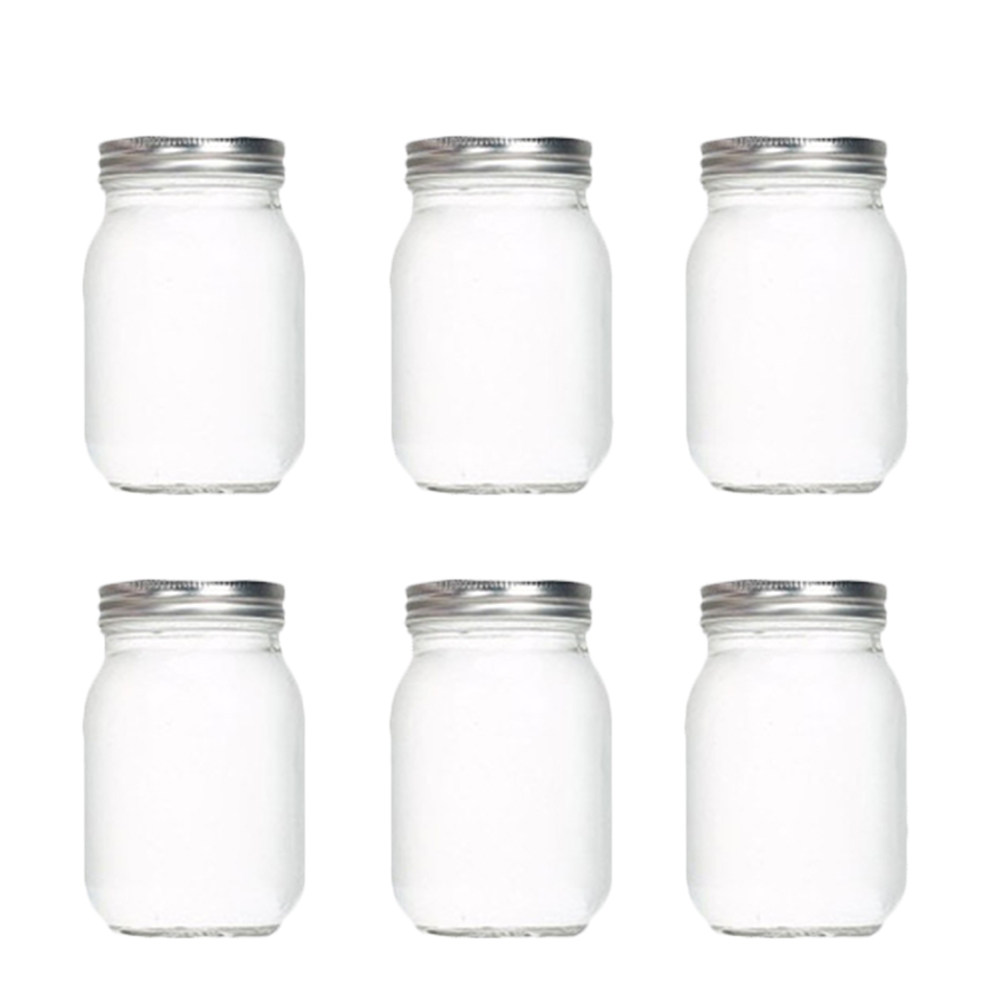 Food Storage Jars Airtight - 6 Buah Stoples Kaca Bulat Transparan