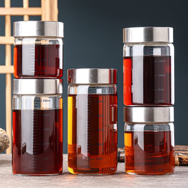 Food Storage Glass Set - 2 Buah 100-500Ml Cangkir Penyimpanan Kaca