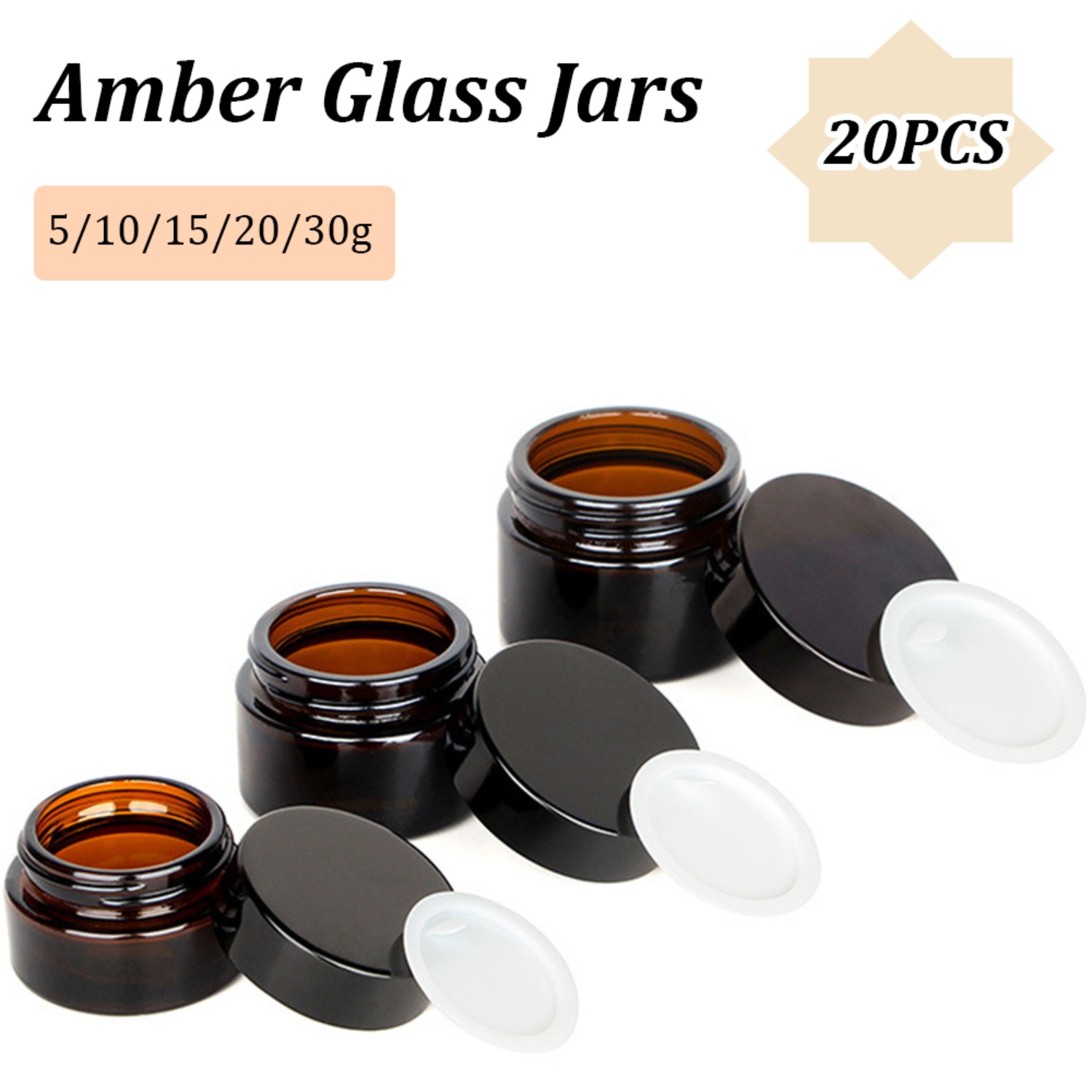 Food Storage Glass Set - Stoples kaca Amber kecil dengan tutup
