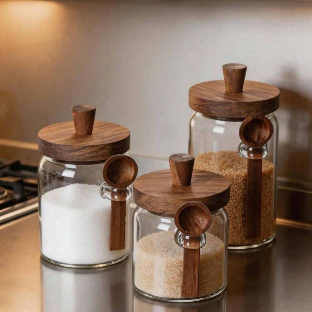 3Pcs Set Stoples Kaca Transpar - Food Storage Glass Set ulasan dan harga